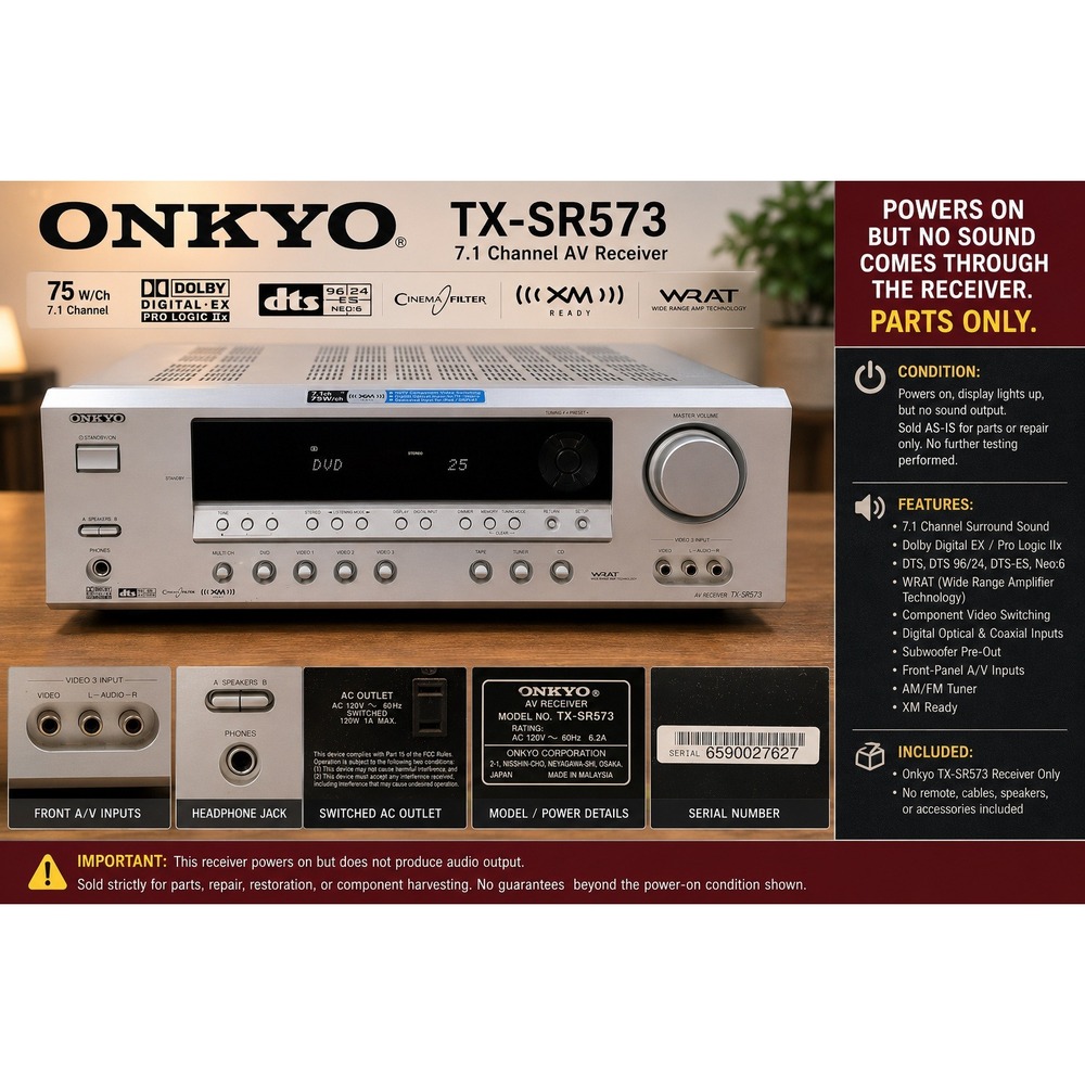 Onkyo TX-SR573 AV Receiver 7.1 Channel‎ 75W